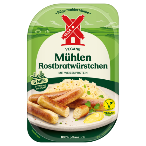 4000405001523 Vegane Mühlen Rostbratwürstchen 180g (1)
