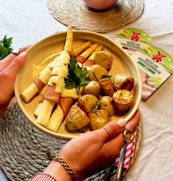 rwm spargelrezept mit veganem muehlen kochschinken